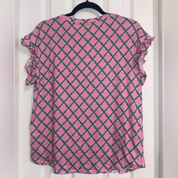 Crown & Ivy Pink and Green Diamond Pattern Top - Picture 4 of 5